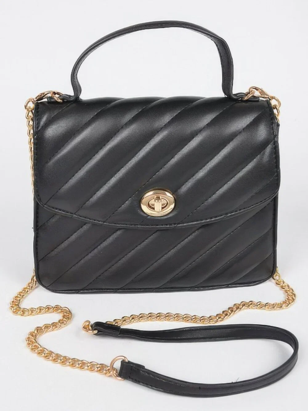 Quilted Top Handle Flap Bag